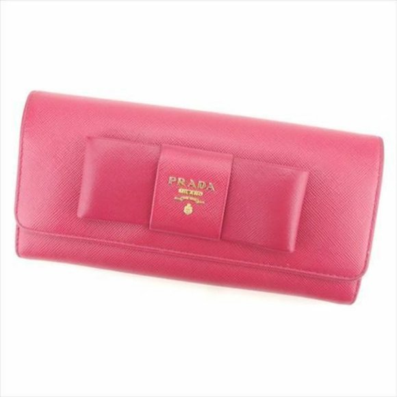 Prada Wallet Purse Long Wallet Pink leather Woman Authentic Used G1276 - Picture 1 of 8